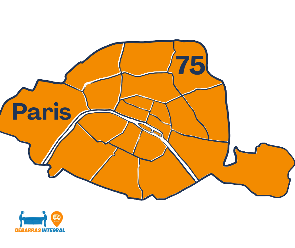 Carte du département de Paris 75 pour débarras d’appartement, maison et locaux