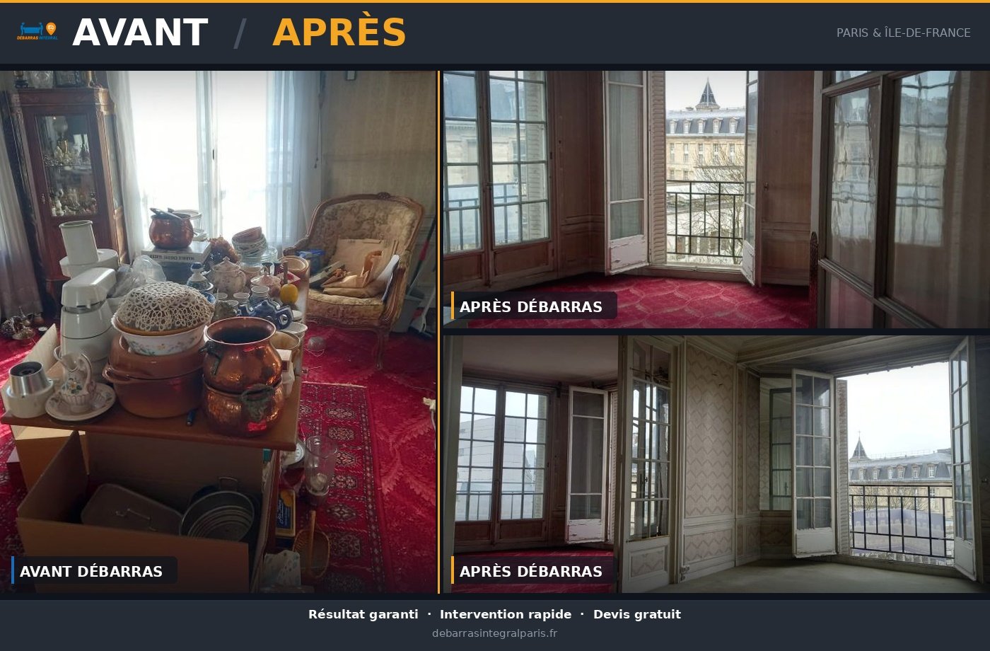 Avant après d'un débarras d'appartement à Paris