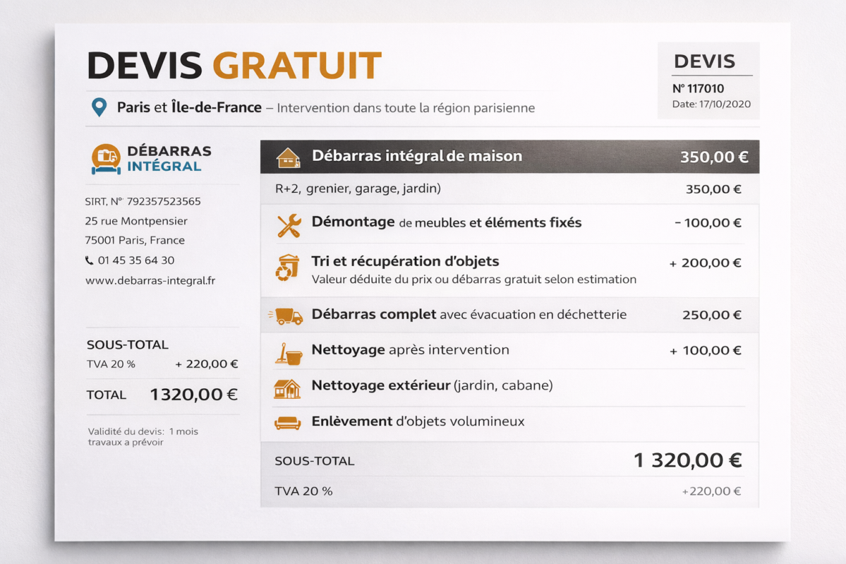 tarifs débarras appartement et maison Paris